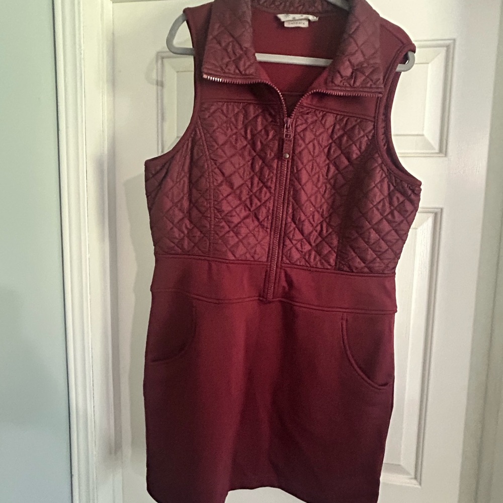 Athleta quilted maroon jumper style dress xl